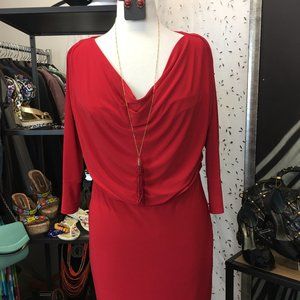 Even-picone drop neck front long sleeves dress